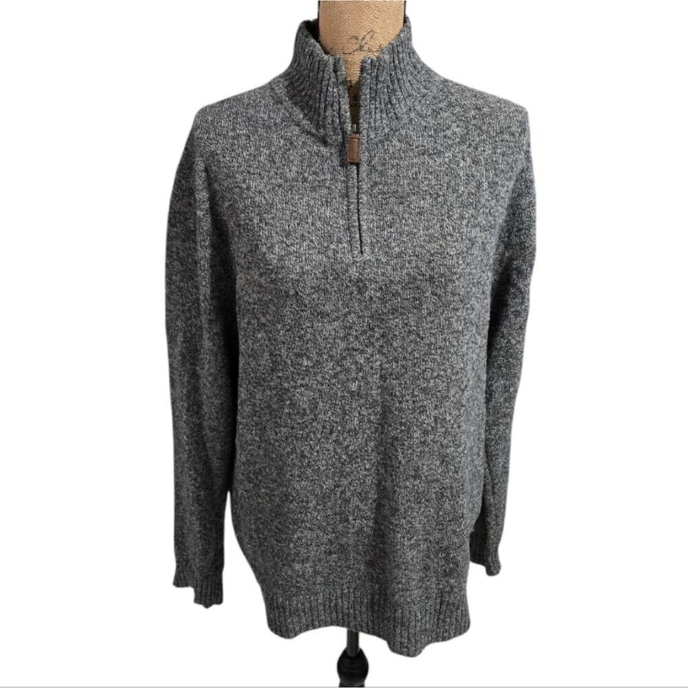 J. Crew 100% Lambs Wool Gray Half-Zip Sweater Men's Size Large